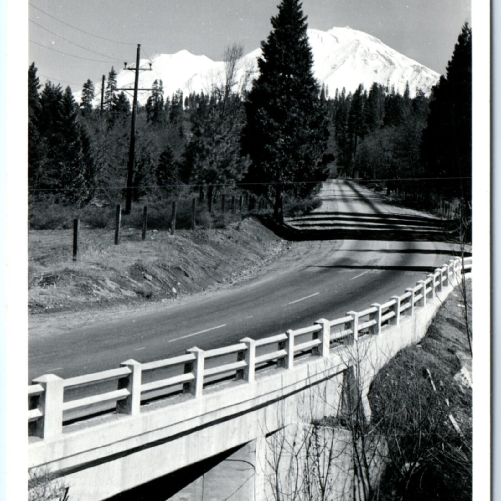 c1950s Mt. Shasta, Siskiyou, CA RPPC Highway 99 Bridge Graffiti Real Photo A131