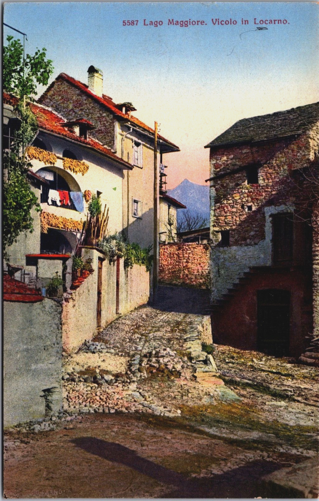 Switzerland Lago Maggiore Vicolo in Locarno Vintage Postcard B207