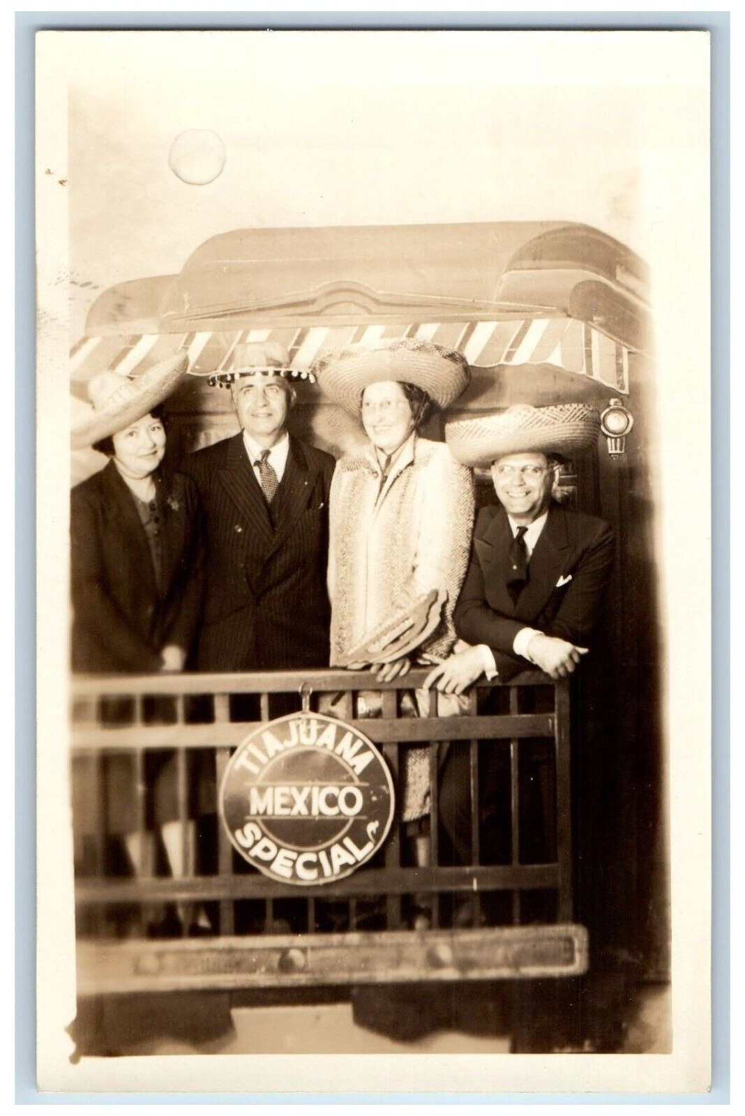 Tiajuana Mexico Postcard RPPC Photo Pop Train Arcade Party c1940\'s Vintage