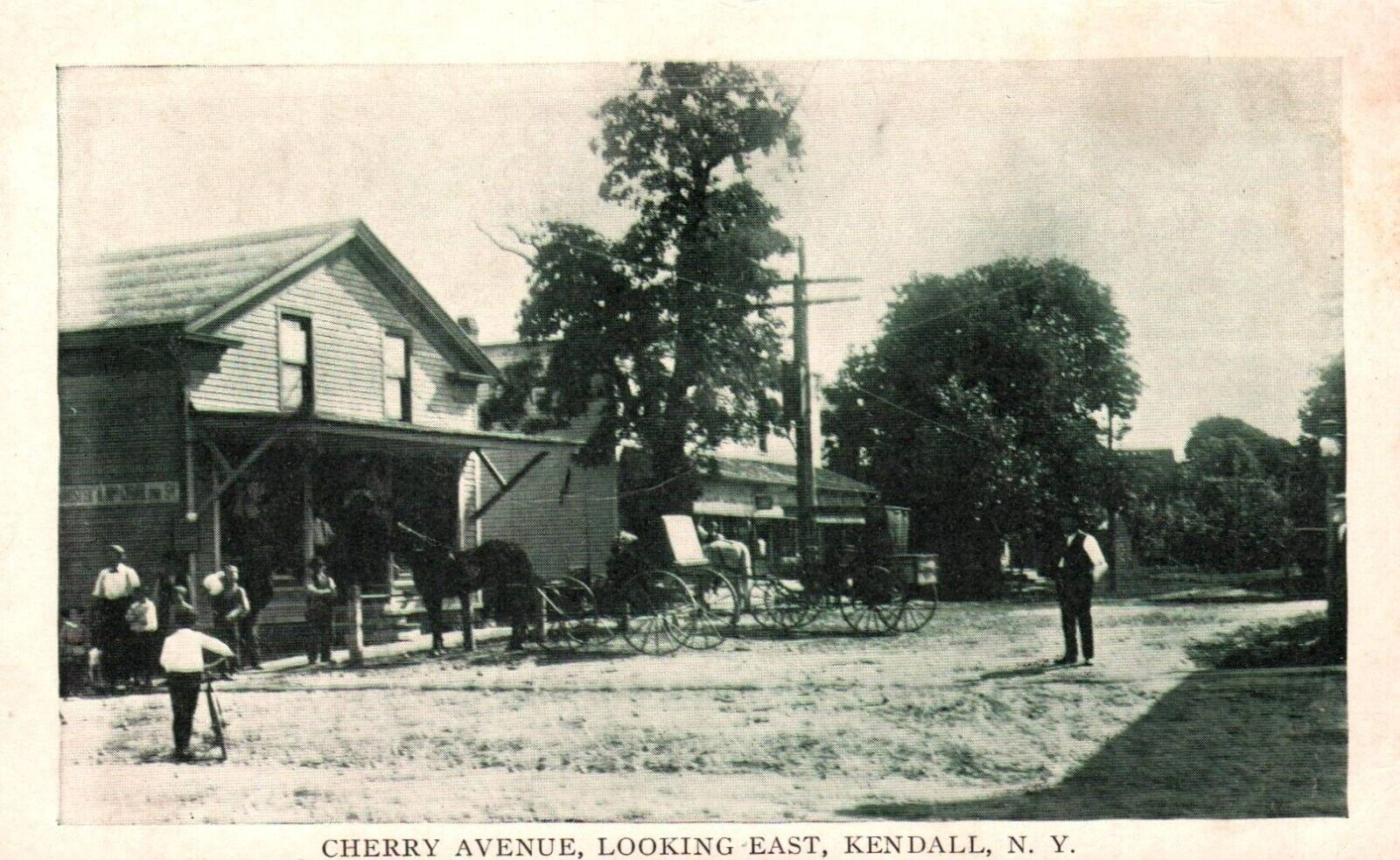 Kendall N. Y. Cherry Avenue looking East  Vintage Postcard