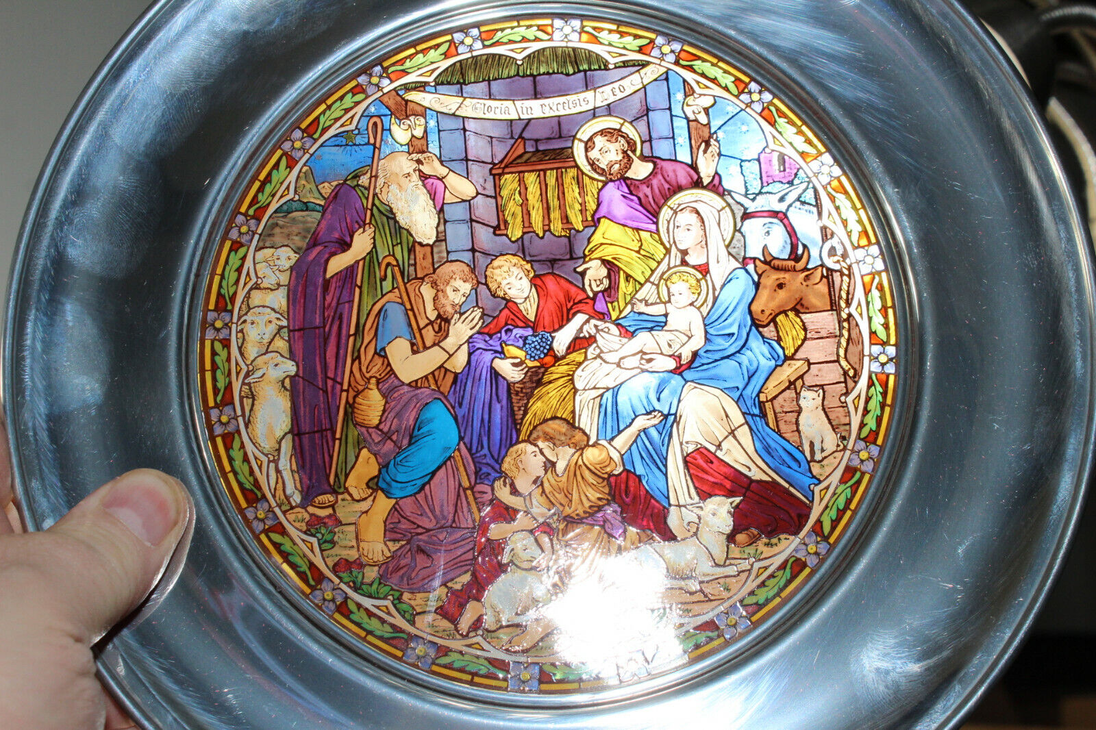 St. John's New Orleans The Shepherds At Bethlehem Stained Glass Christmas Plate