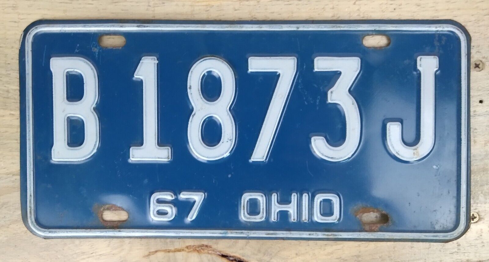 1967 Ohio Vintage Blue License Plate Tag Clean Good Condition B1873J Fast Ship