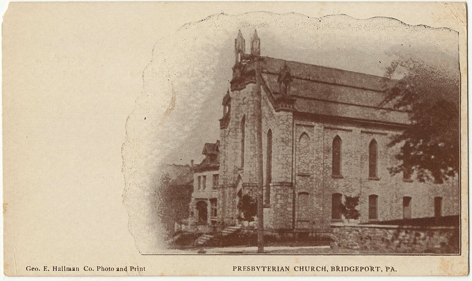 Bridgeport PA Postcard Presbyterian Church 1901-1907 Geo E. Hallman Co UDB RARE