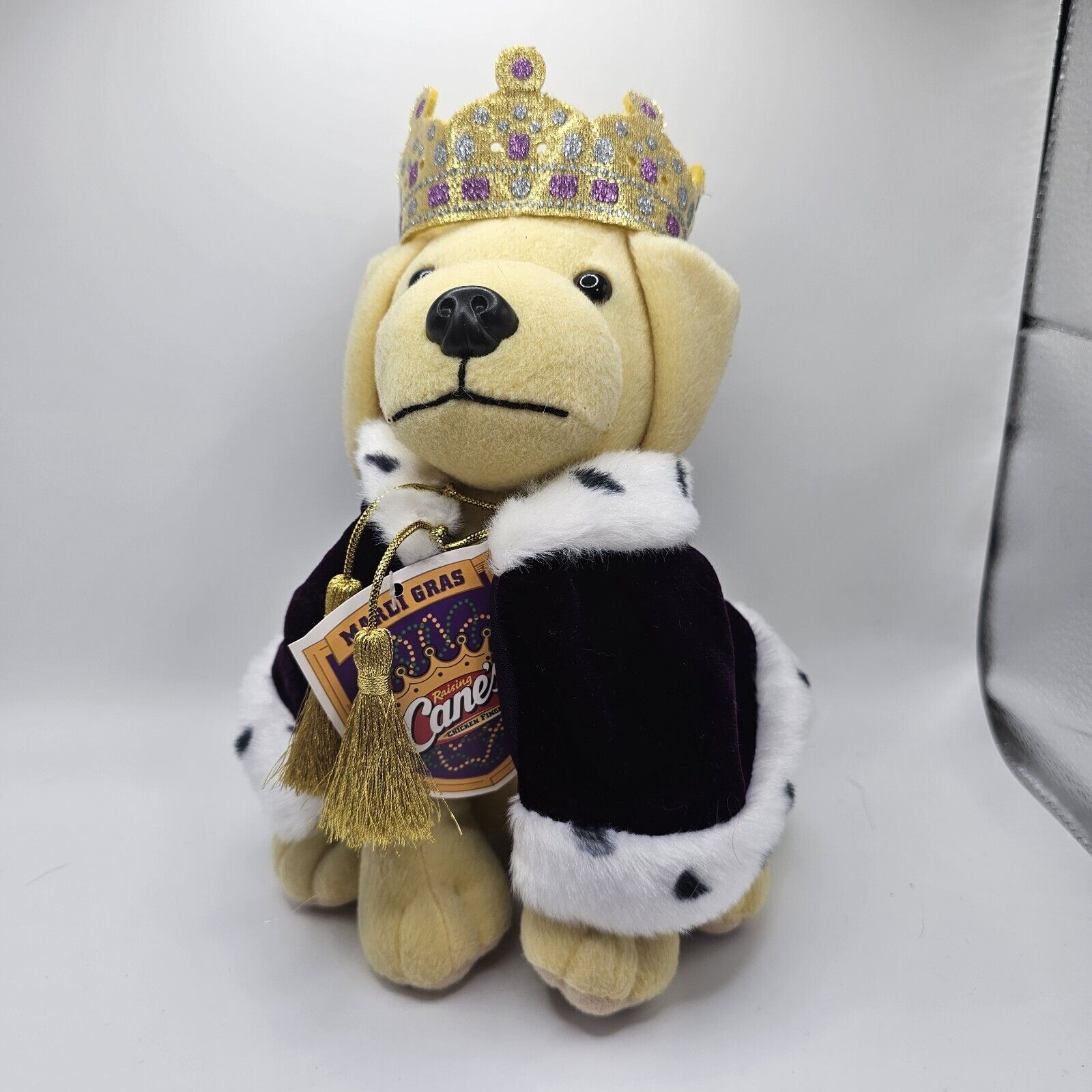 Raising Cane\'s Mardi Gras King Plush Puppy 2018 Limited Edition With Tags