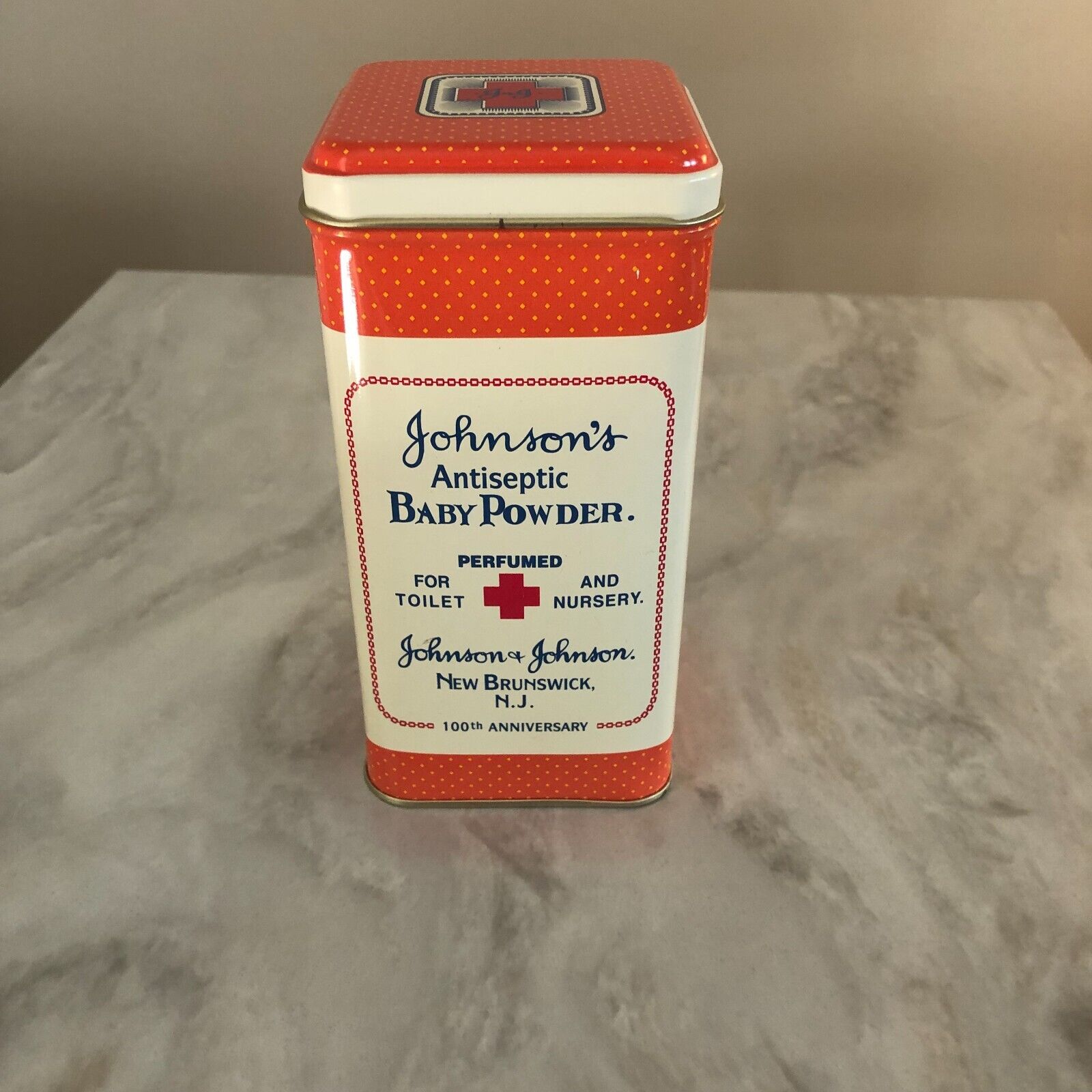 Johnson\'s Antiseptic Baby Powder Tin New Brunswick NJ 100th Anniversary - NEW