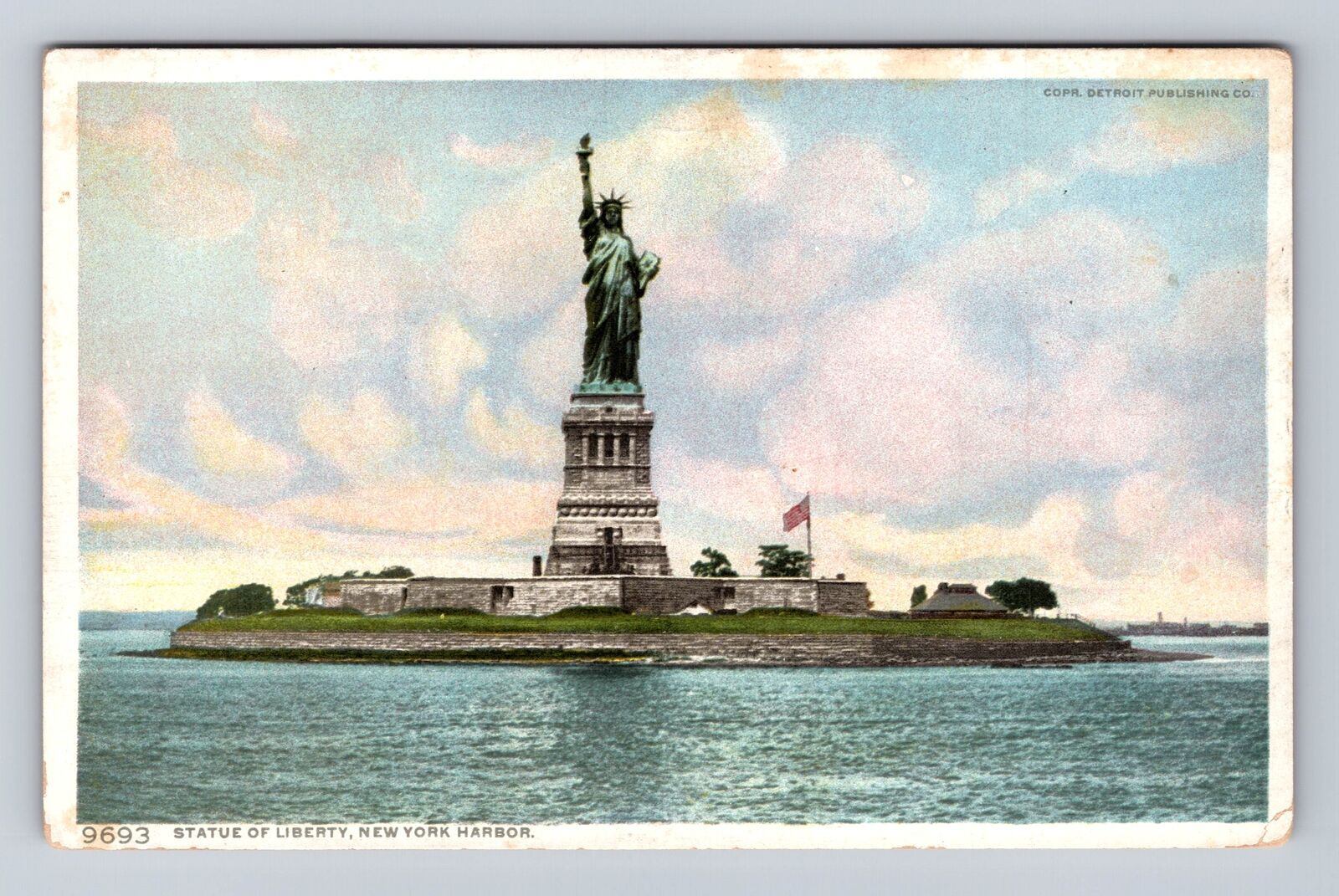 New York City NY, Statue Of Liberty, Harbor Antique, Vintage Souvenir Postcard