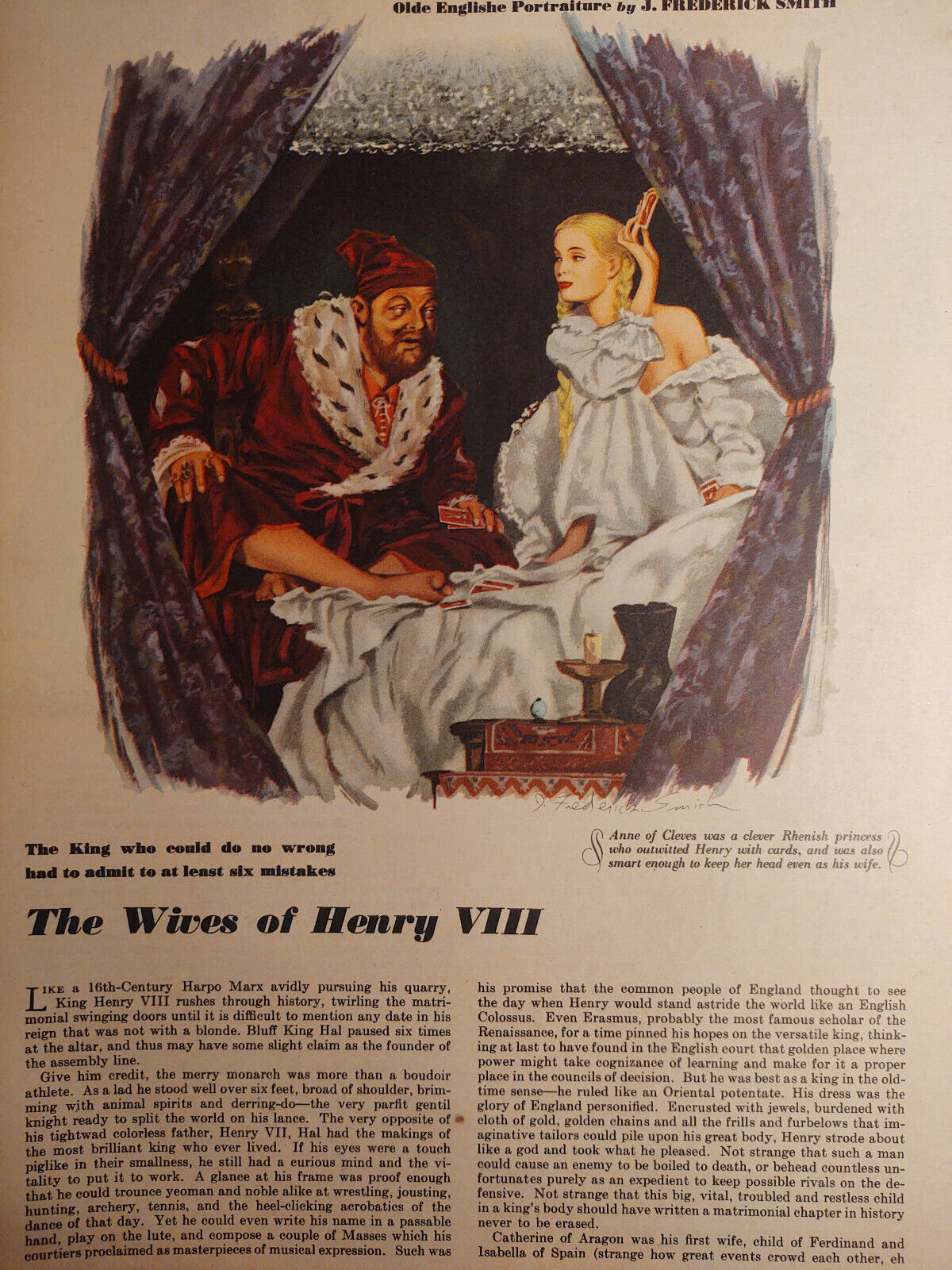 1947 Esquire Art Six Wives of Henry VIII as Pinups girls J. Frederick Smith  