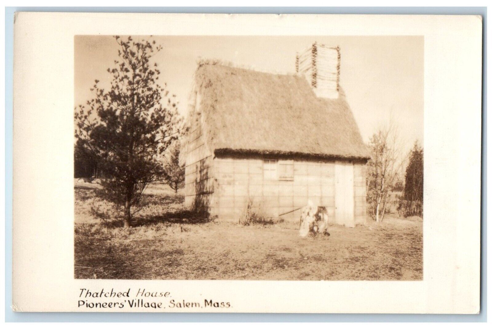 Thatched House Pioneers Village Salem Massachusetts MA RPPC Photo Postcard