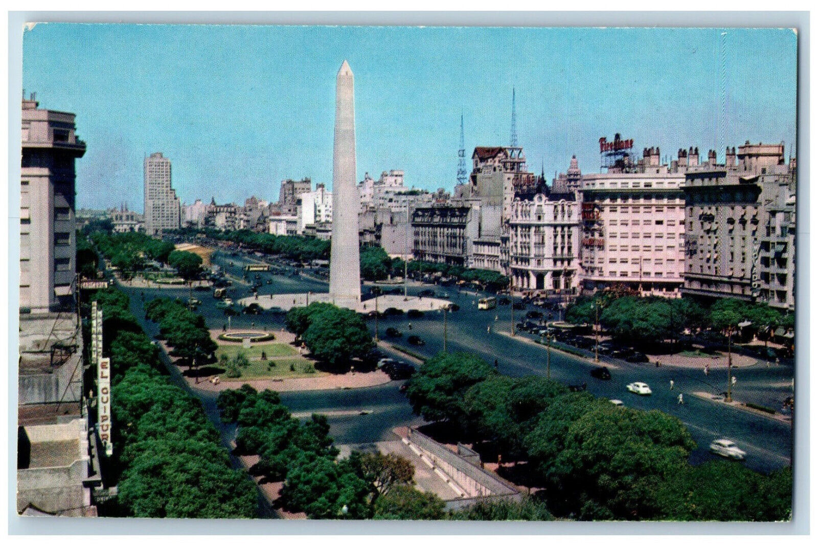Buenos Aires Argentina Postcard Park Square Panagra Sky Card c1950's