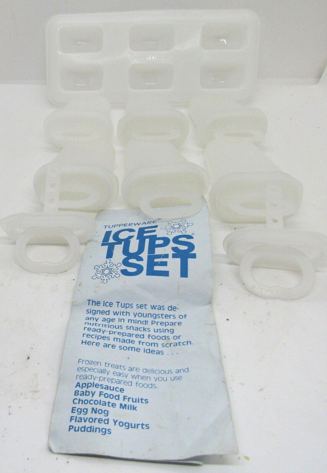VINTAGE Tupperware Ice Tups Popsicle Maker Set 6 Molds (2 oz) 8 Inserts and tray
