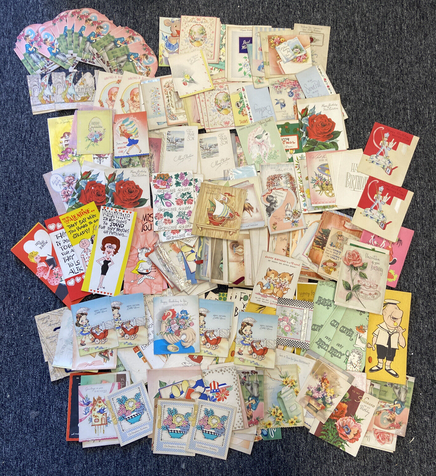 HUGE LOT 150+ VINTAGE VALENTINES, BIRTHDAY CARDS ART GUILD, ENCORE AND MORE