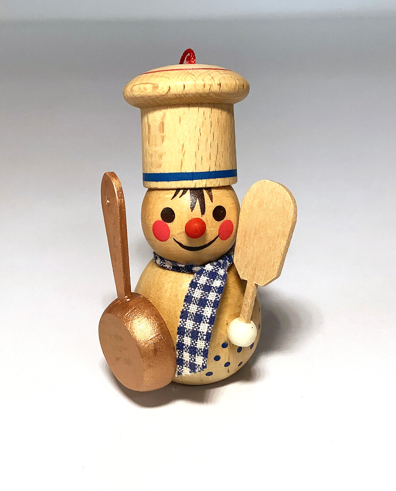 Vtg Steinbach Germany Wood Chef Christmas Ornament Cook w/ Pan & Paddle 3\