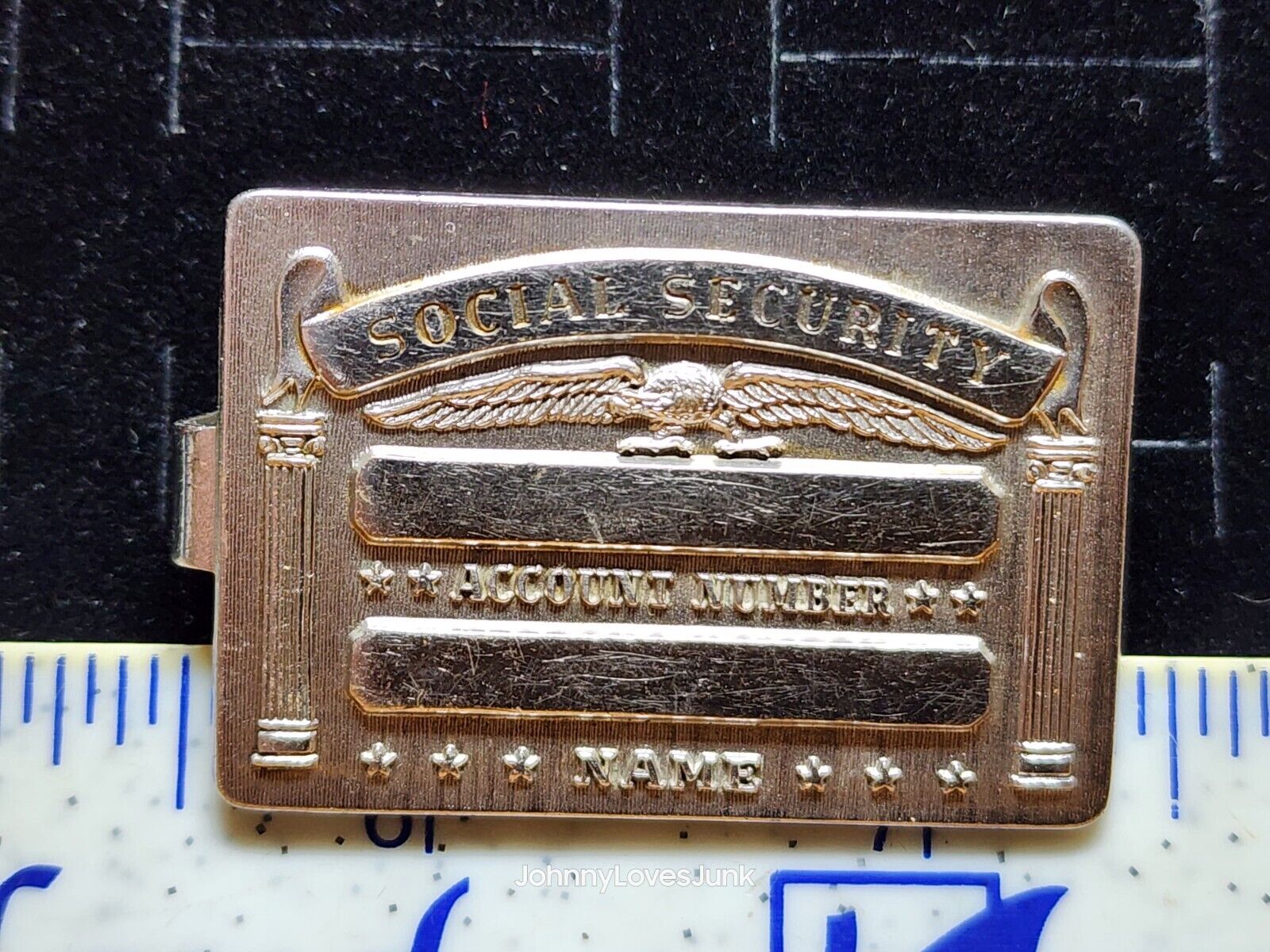 Vintage Anson Money Clip Social Security Identification Name Account Number