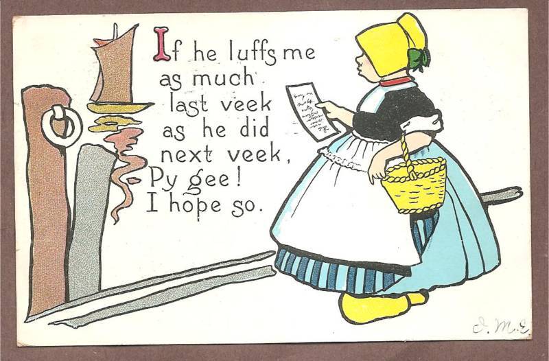 Dutch Girl cartoon postcard, 1906