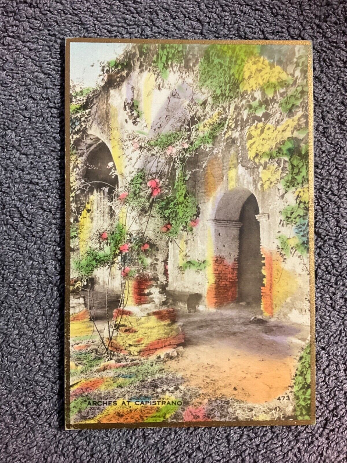 Fred Martin Hand Colored Postcard Arches at Capistrano CA 473