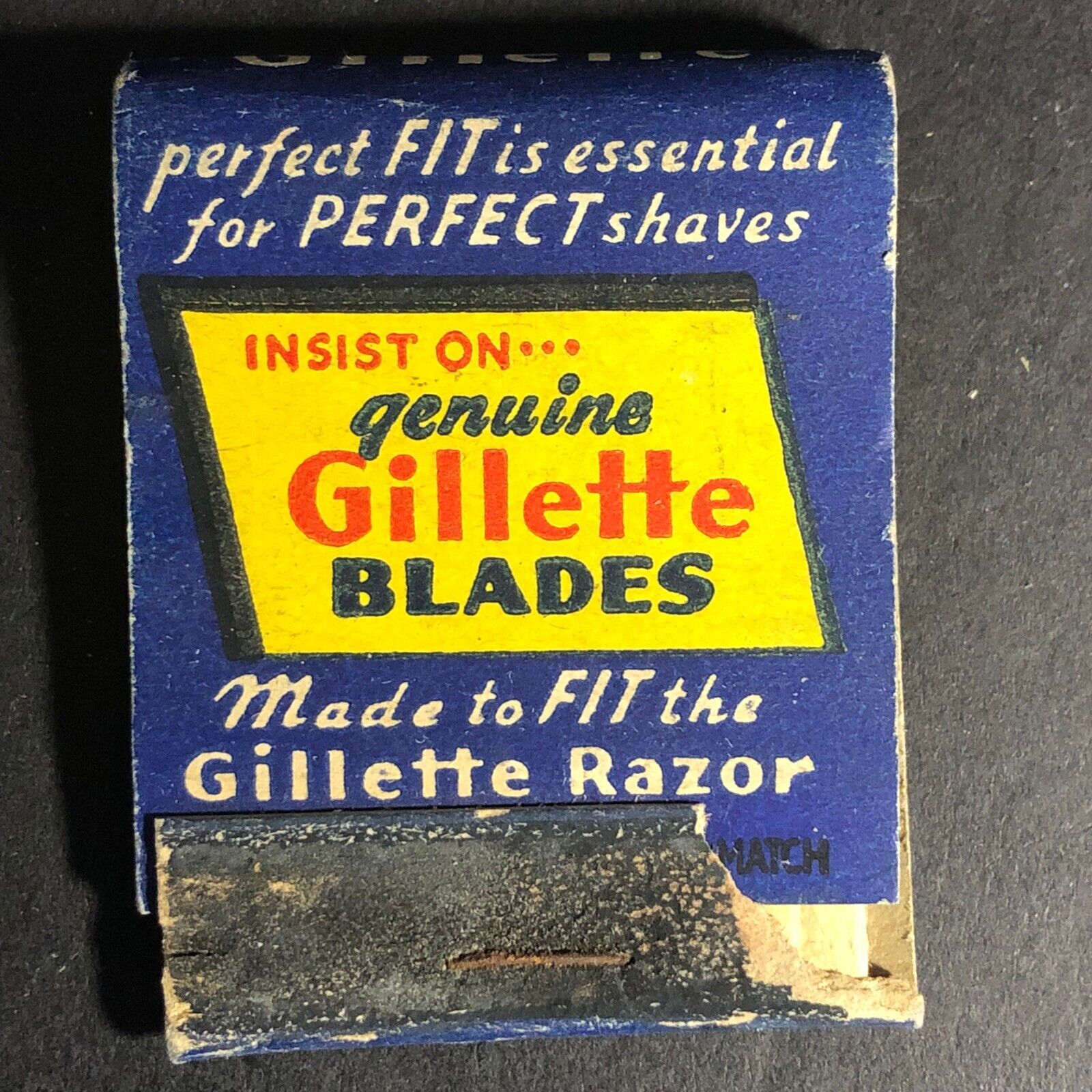 Gillette Razors and Blades Matchbook c1930\'s-40\'s Full 20-Strike - Damage