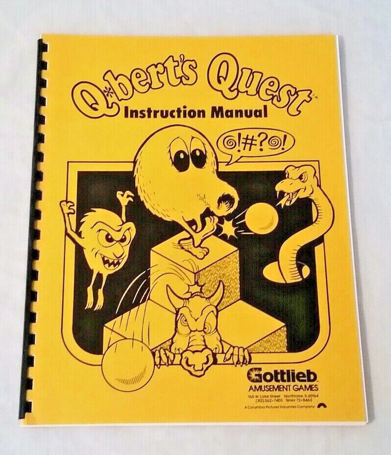 Gottlieb Q*Bert\'s Quest Pinball Machine Original Manual Schematics NOS 