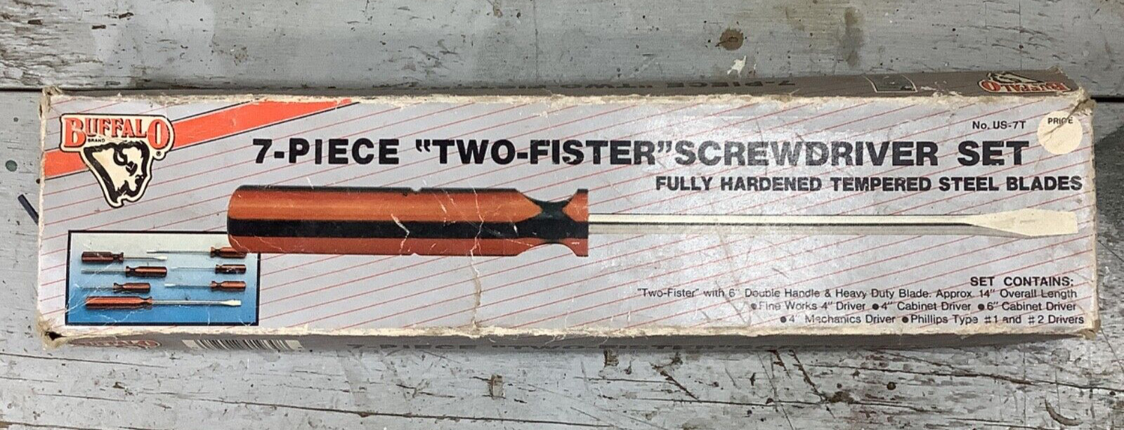 Vintage Buffalo 7-Piece Two Fister Screwdriver Set No. US-7T Used Condition