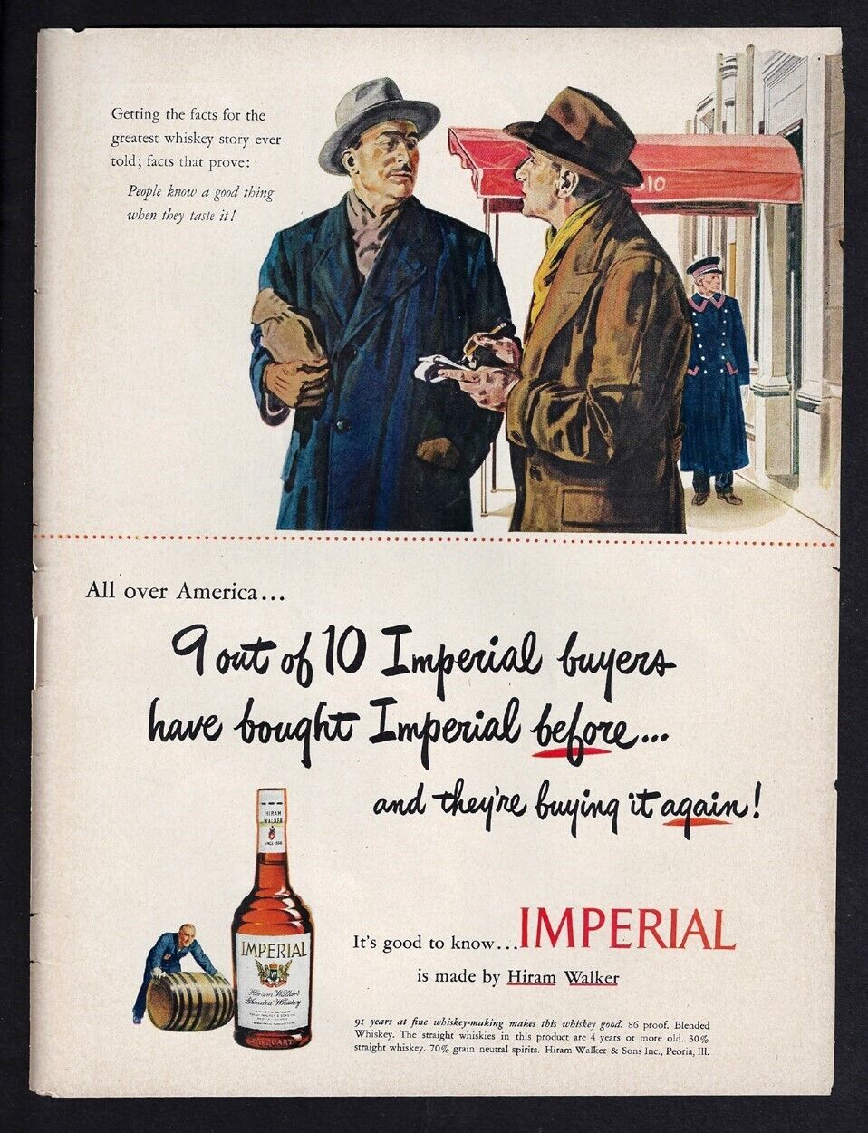 1949 IMPERIAL by HIRAM WALKER Blended Whiskey Ad \