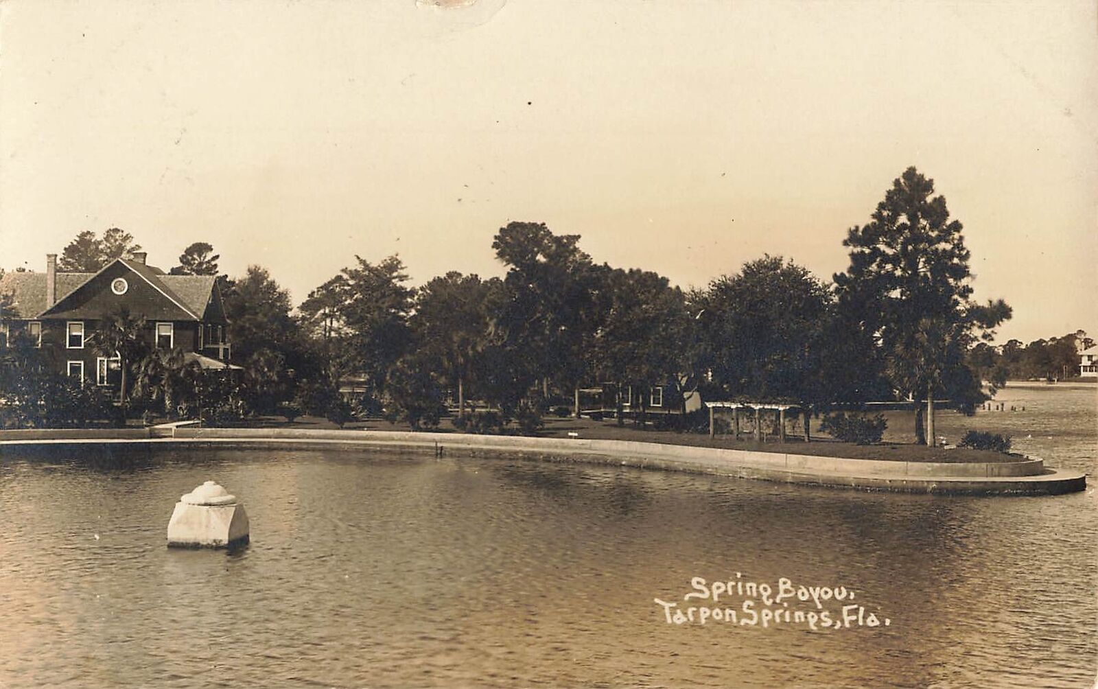 1914 RPPC SPRING BAYOU Tarpon Springs Florida Real Photo Postcard Laguna Beach