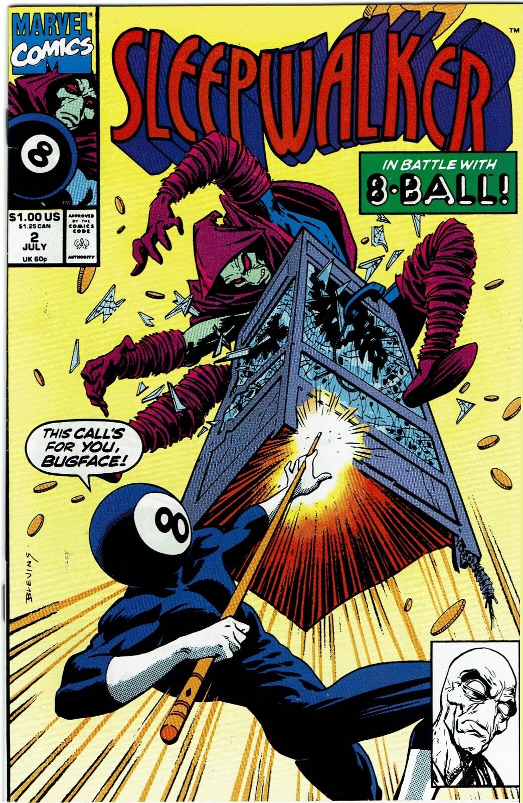 Sleepwalker in Battle with 8-Ball; Vol. 1 No. 2 July 1991, Marvel Comics