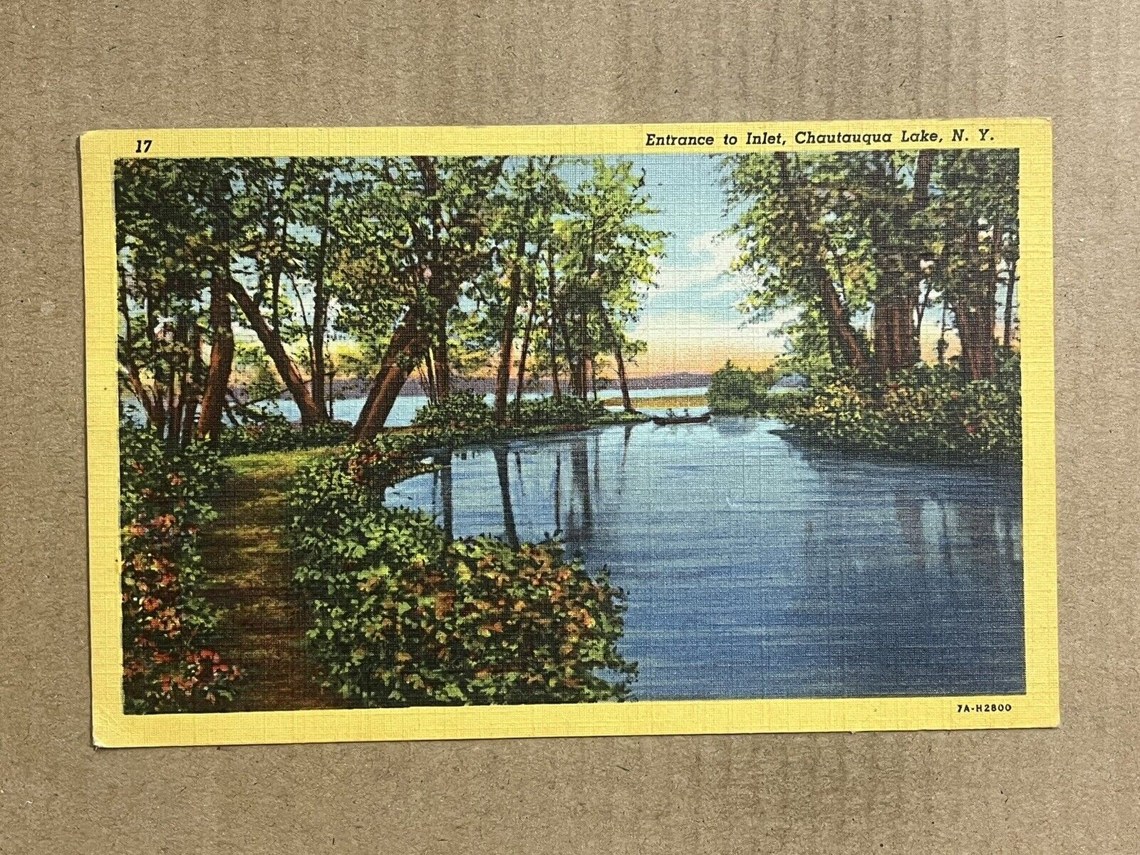 Postcard Chautauqua Lake New York NY Inlet Entrance Boat Vintage PC