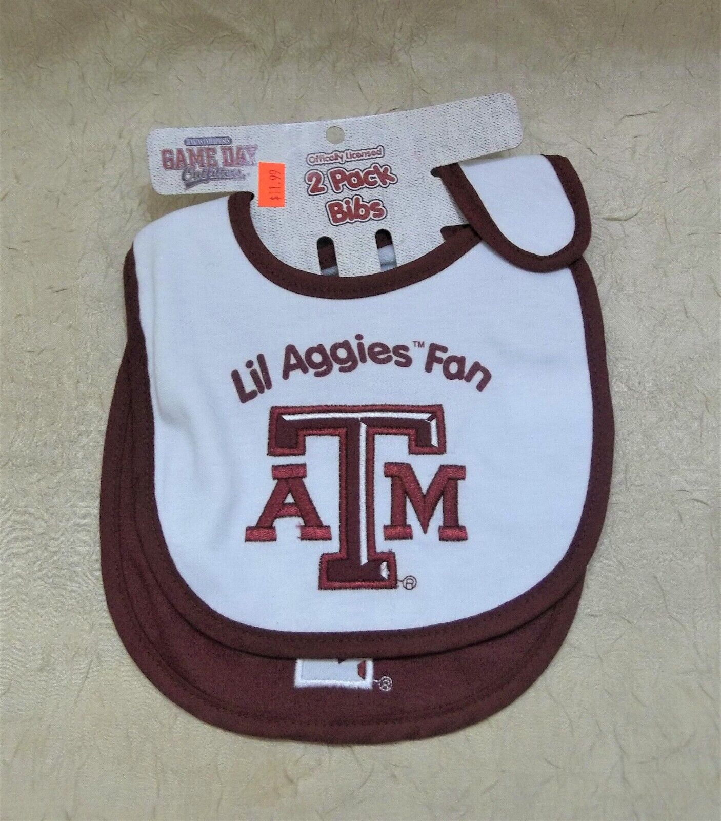 Texas A&M University Lil\' Aggies Fan 2 Pack Baby Bibs Game Day Outfitters Brand