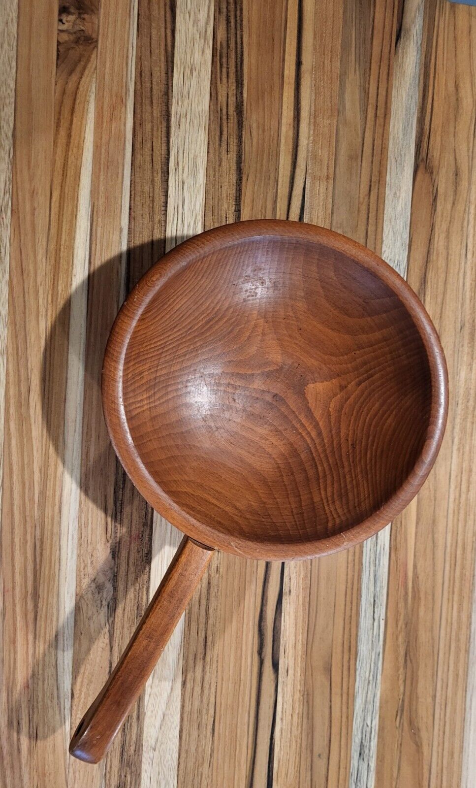Vintage Munising Footed Wood Bowl with Handle
