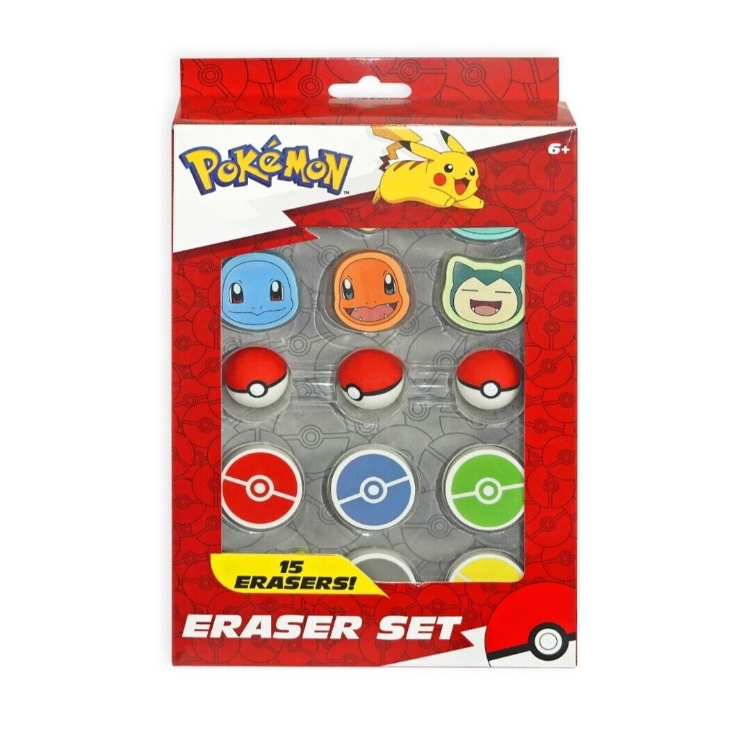 Pokémon Erasers Set (15ct) Great for Back to School