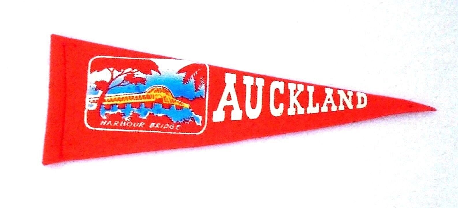 Vintage Auckland New Zealand Historical Harbour Bridge Mini Felt Pennant Flag