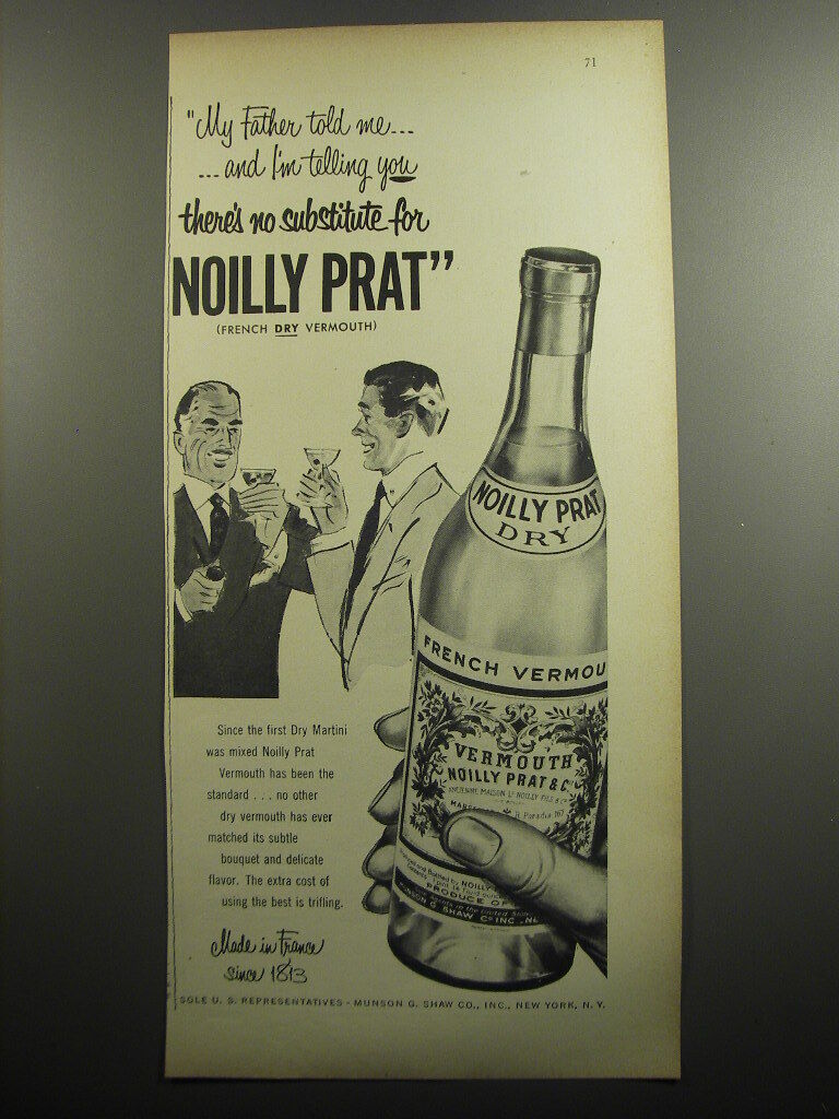 1951 Noilly Prat Vermouth Ad - My Father, told me.. and I\'m telling you