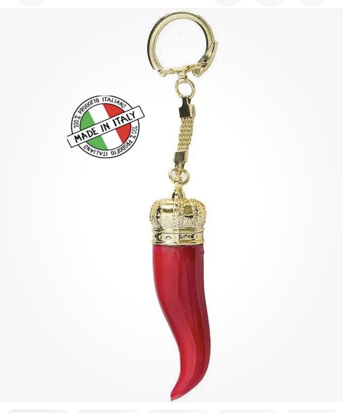 Italian Cornicello Italian Horn Metal Keychain Car Hanging 4.5in
