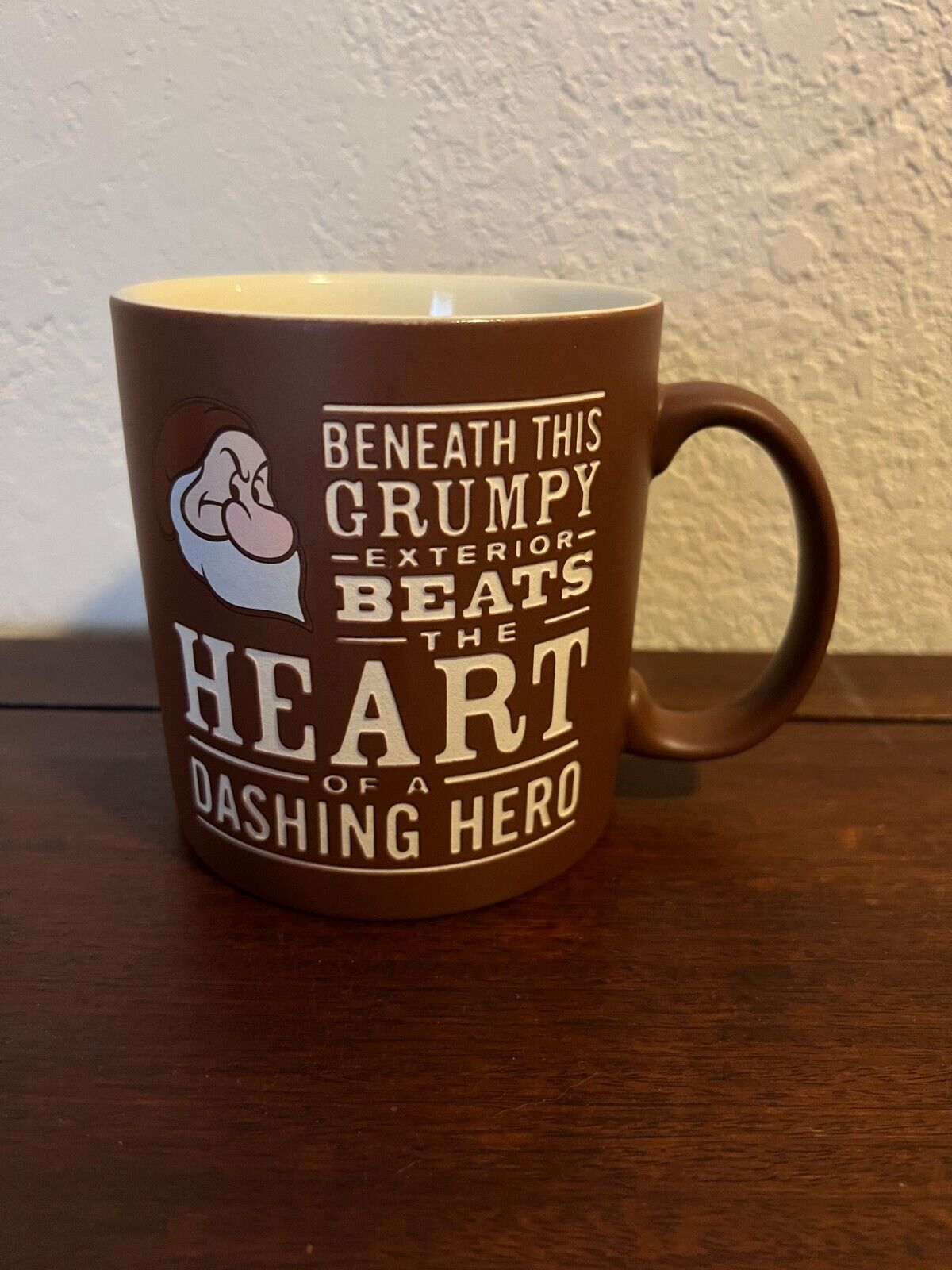 Walt Disney GRUMPY Dwarf Large Coffee Mug Cup Beats The Heart Dashing Hero 4.25\