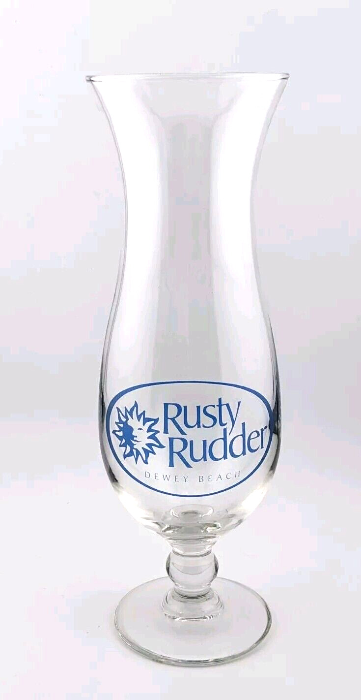 Vintage Rusty Rudder Dewey Beach DE Souvenir Hurricane Glass Excellent 