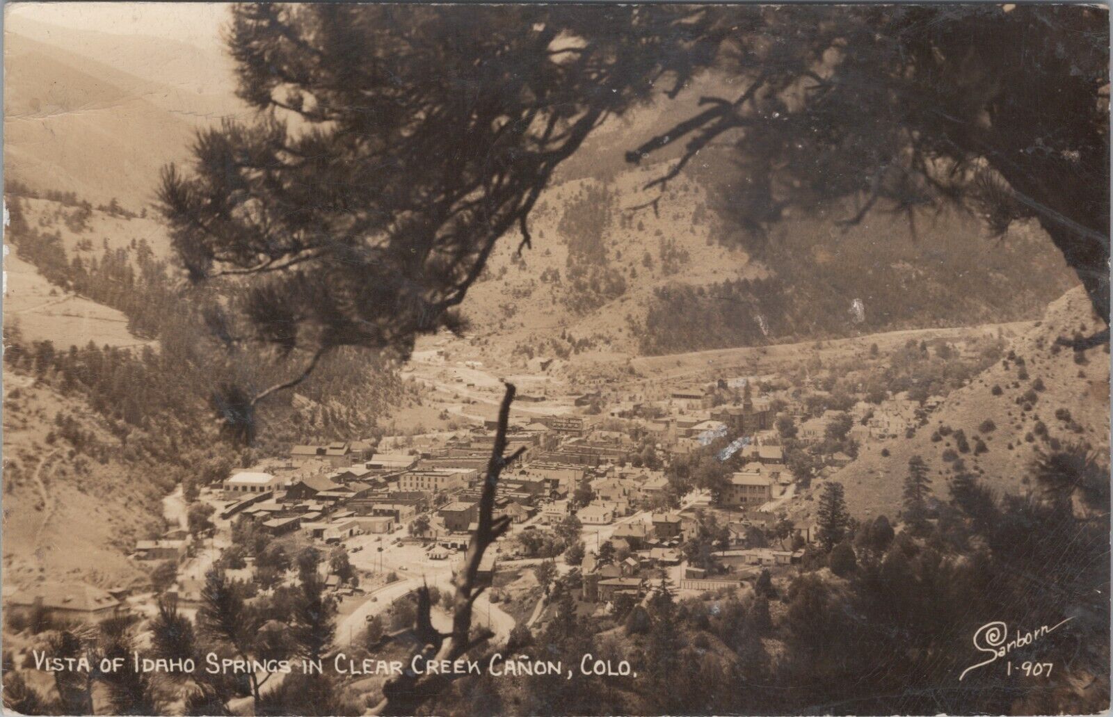 Postcard RPPC Colorado CO Idaho Springs Vista in Clear Creek Canon 1945 Sanborn