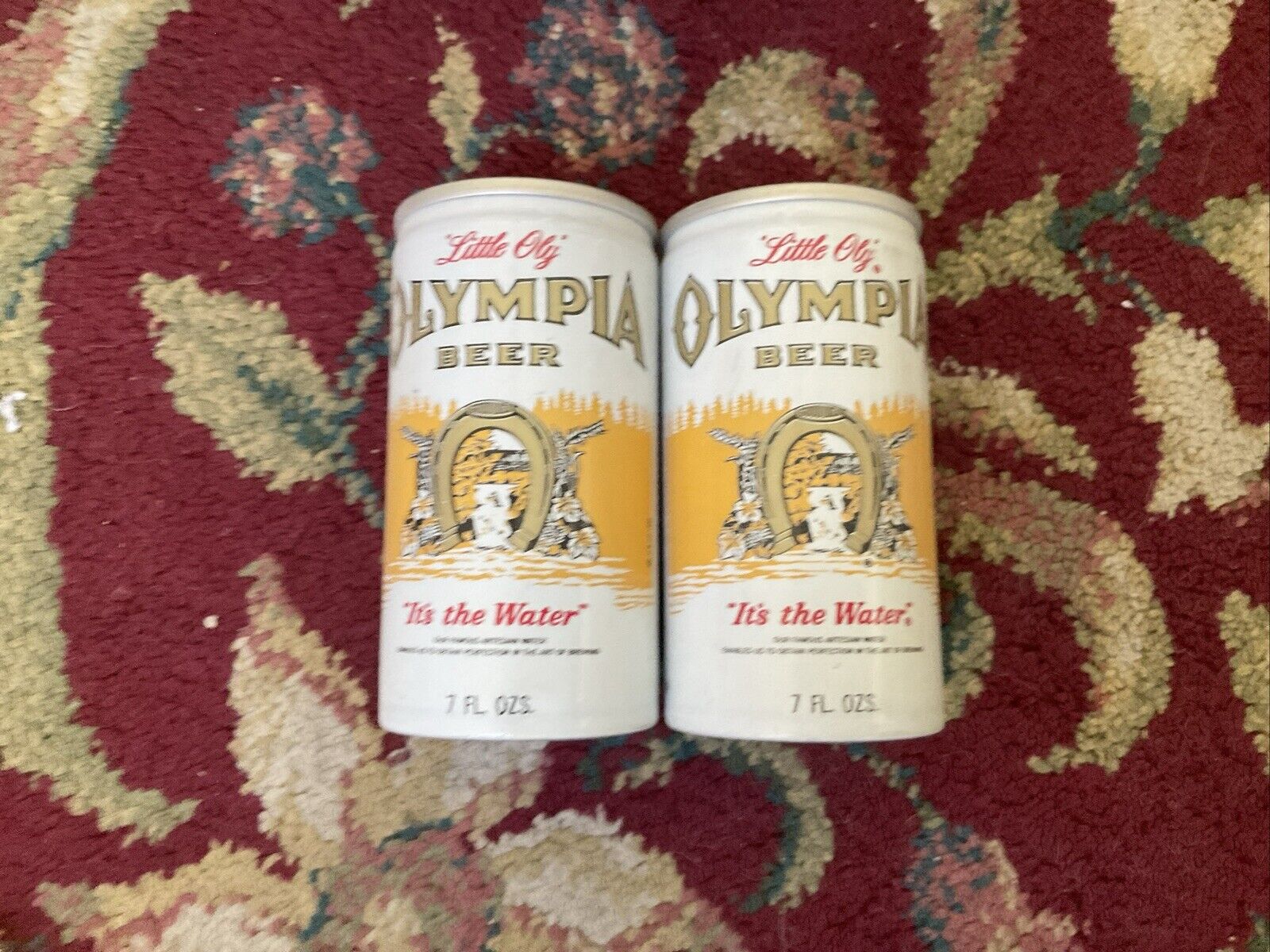Pair Of 2 OLYMPIA LITTLE OLY 7OZ BEER CAN