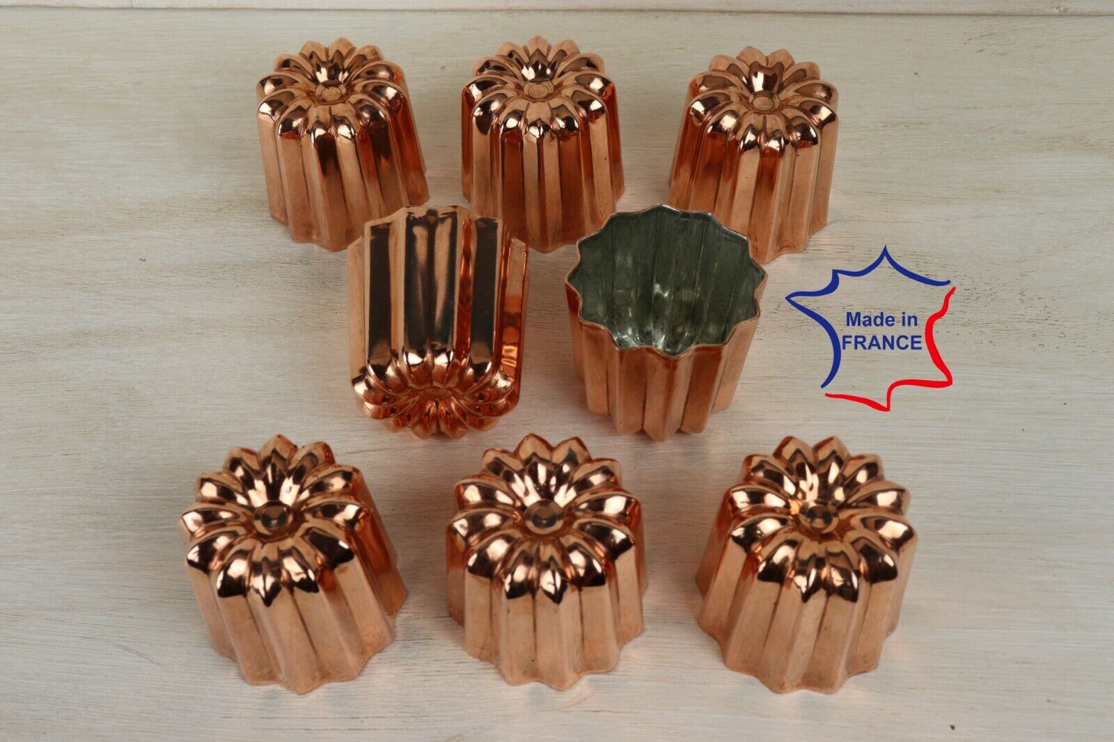 8 Large 2.1 inches Copper canele moulds canneles molds canelés made in France