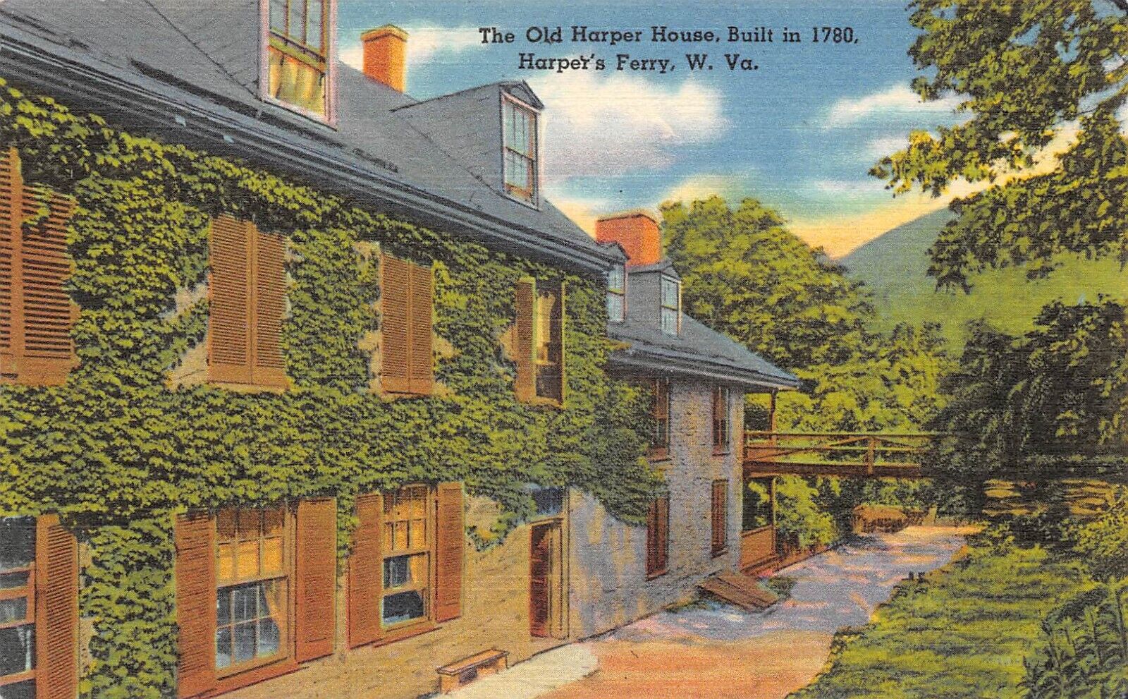 The Old Harper House Built in 1780 Harper's Ferry West Virginia Postcard 7929