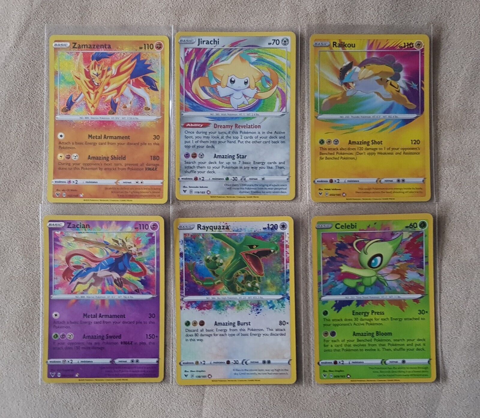 Complete Set of 6x Amazing Rare Pokemon Cards from Vivid Voltage