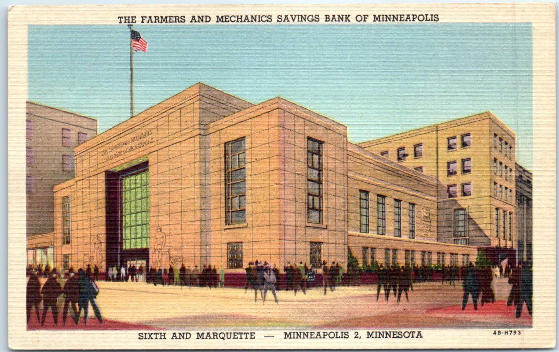 Postcard - The Farmers And Mechanics Savings Bank Of Minneapolis, Minnesota