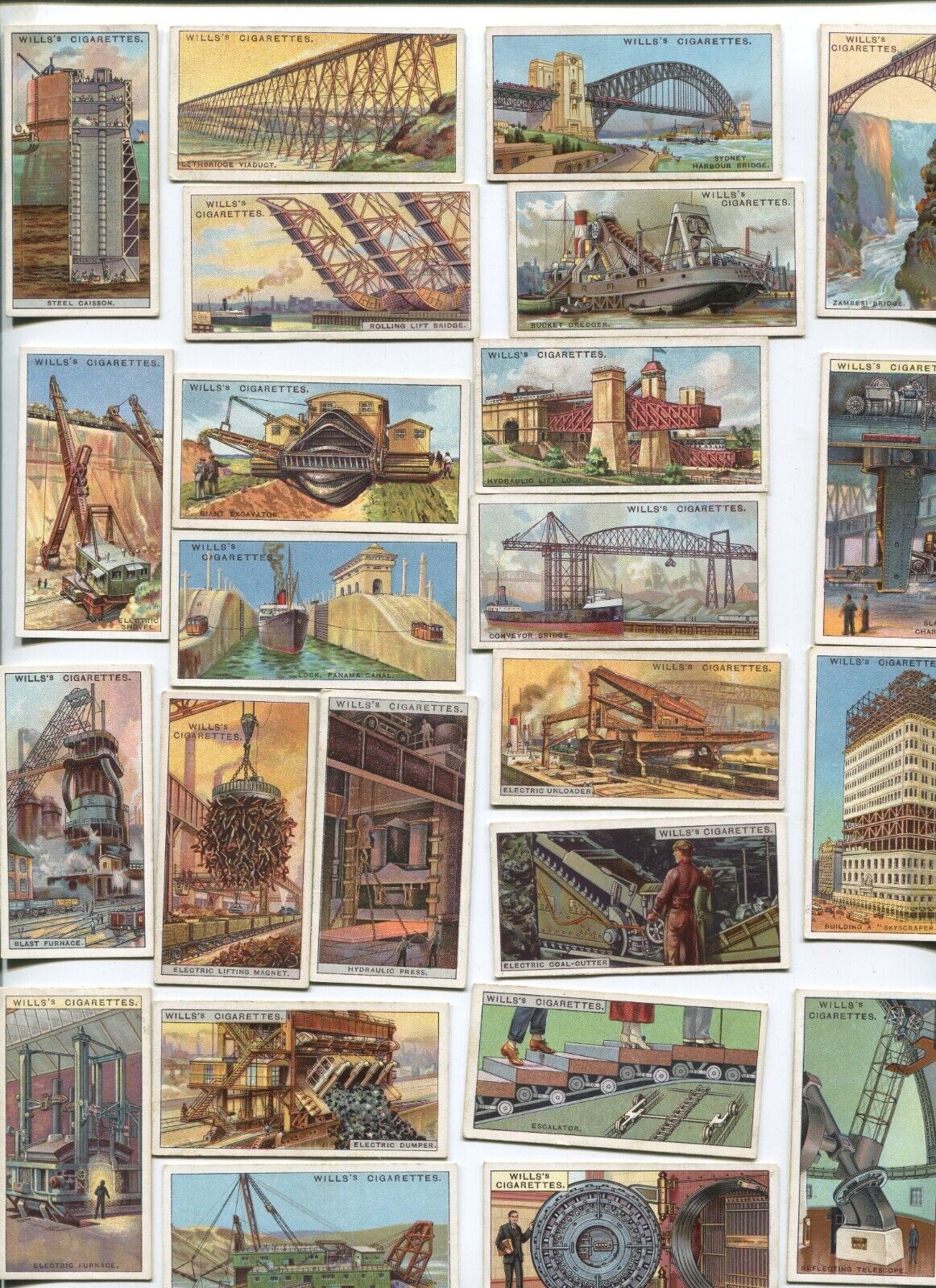 1927 W.D. & H.O. WILLS CIGARETTES ENGINEERING WONDERS 50 CARD COMPLETE SET