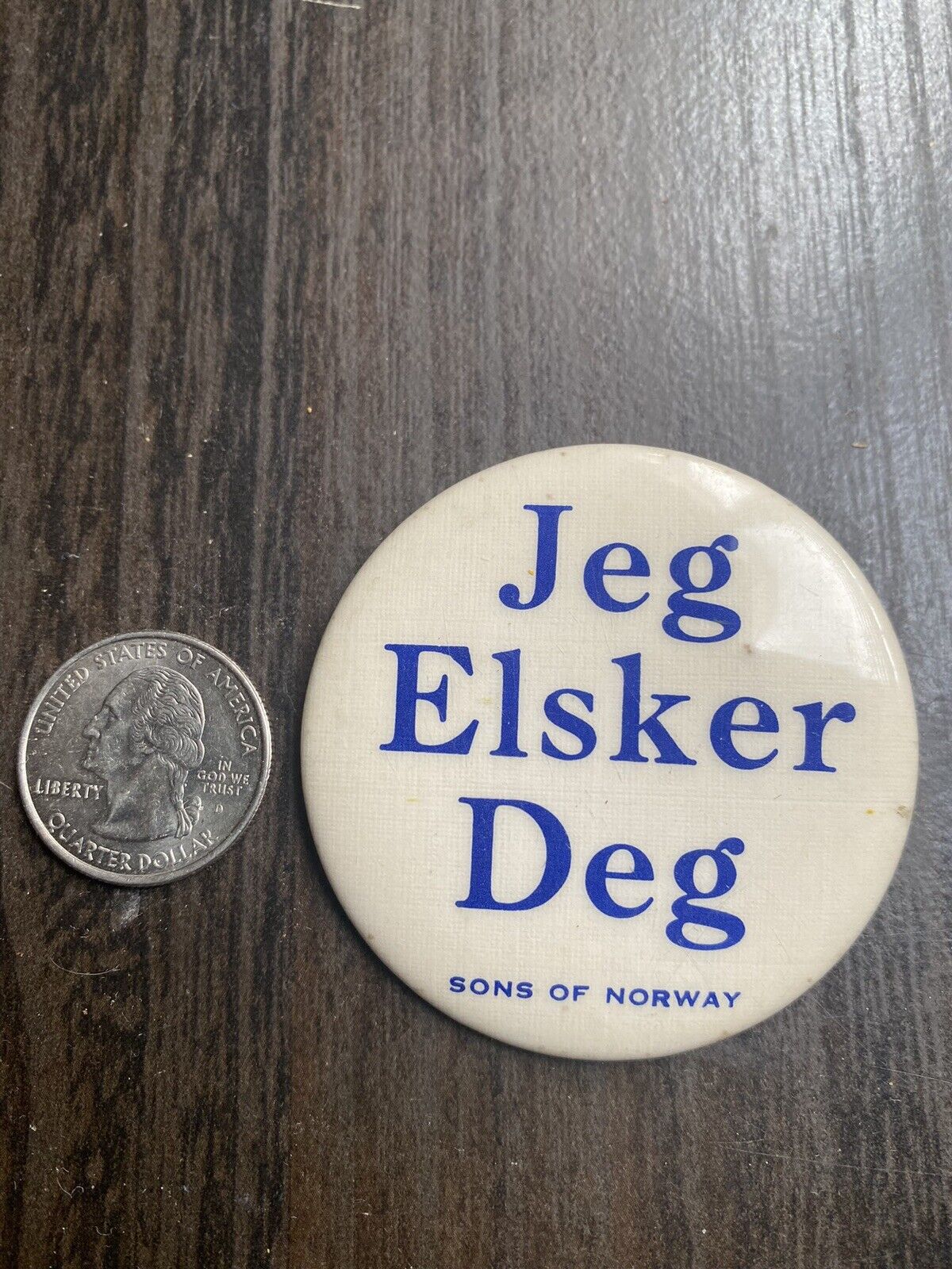 Vintage Jeg Elsker Deg I Love You Sons Of Norway Pin Classic Pinback Button