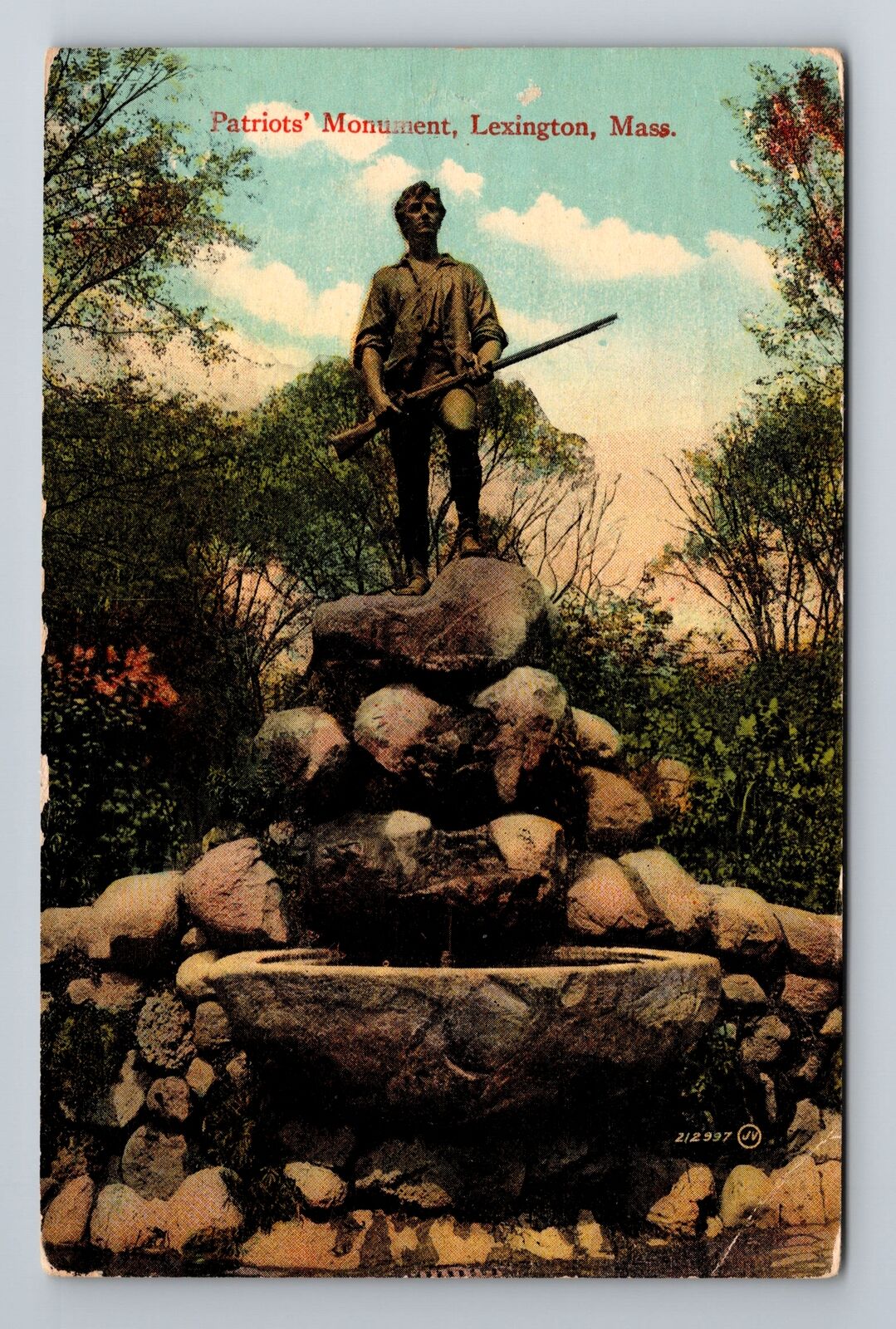 Lexington MA-Massachusetts, Patriots' Monument, Antique, Vintage Postcard