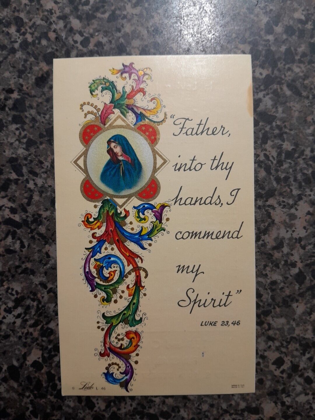 Vintage Father Into Thy Hands I Commend My Spirit Funeral Holy Card 1980