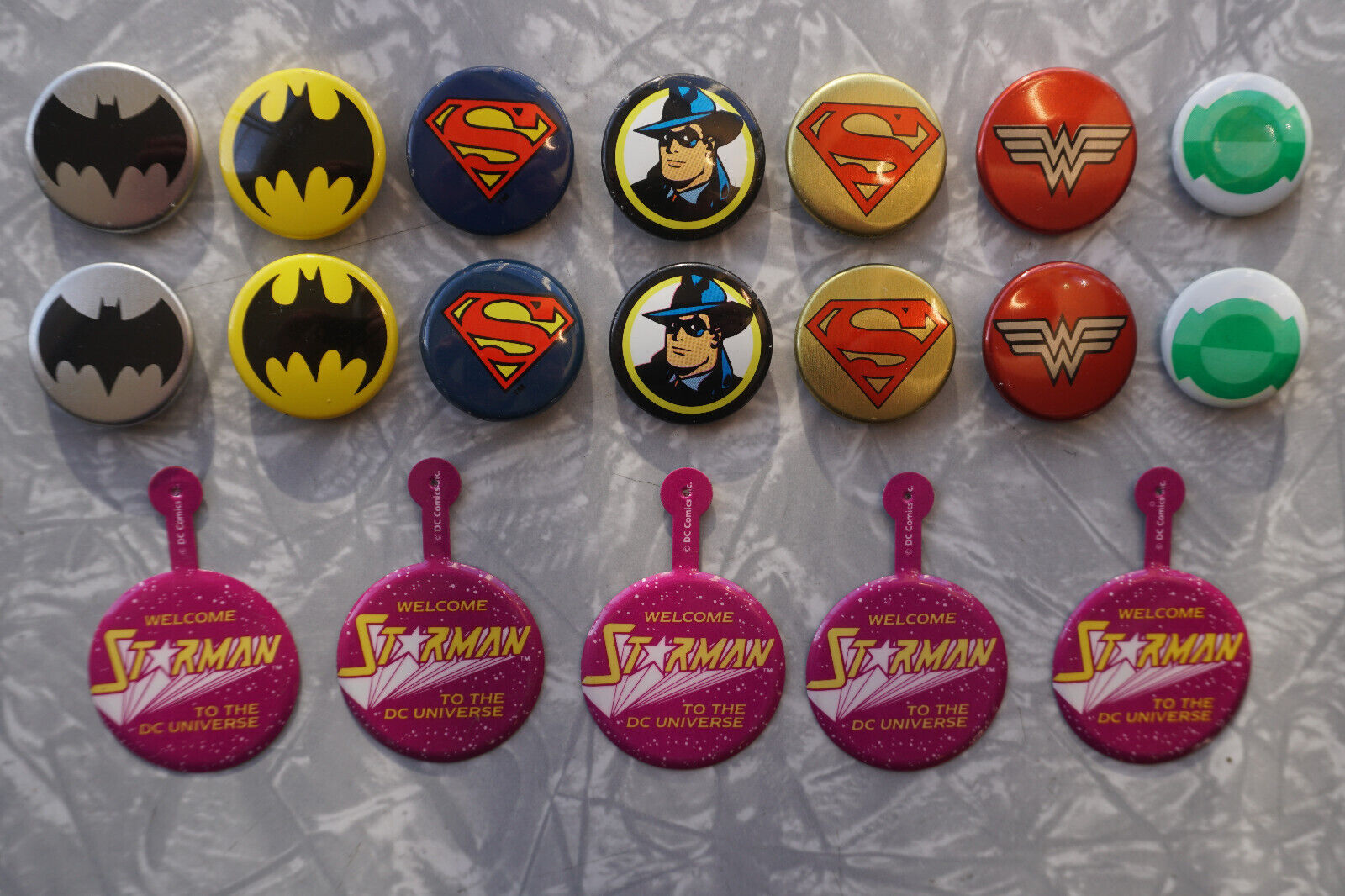 Vintage Superhero Pinback Button Lot Pins Marvel D.C.  19 Buttons