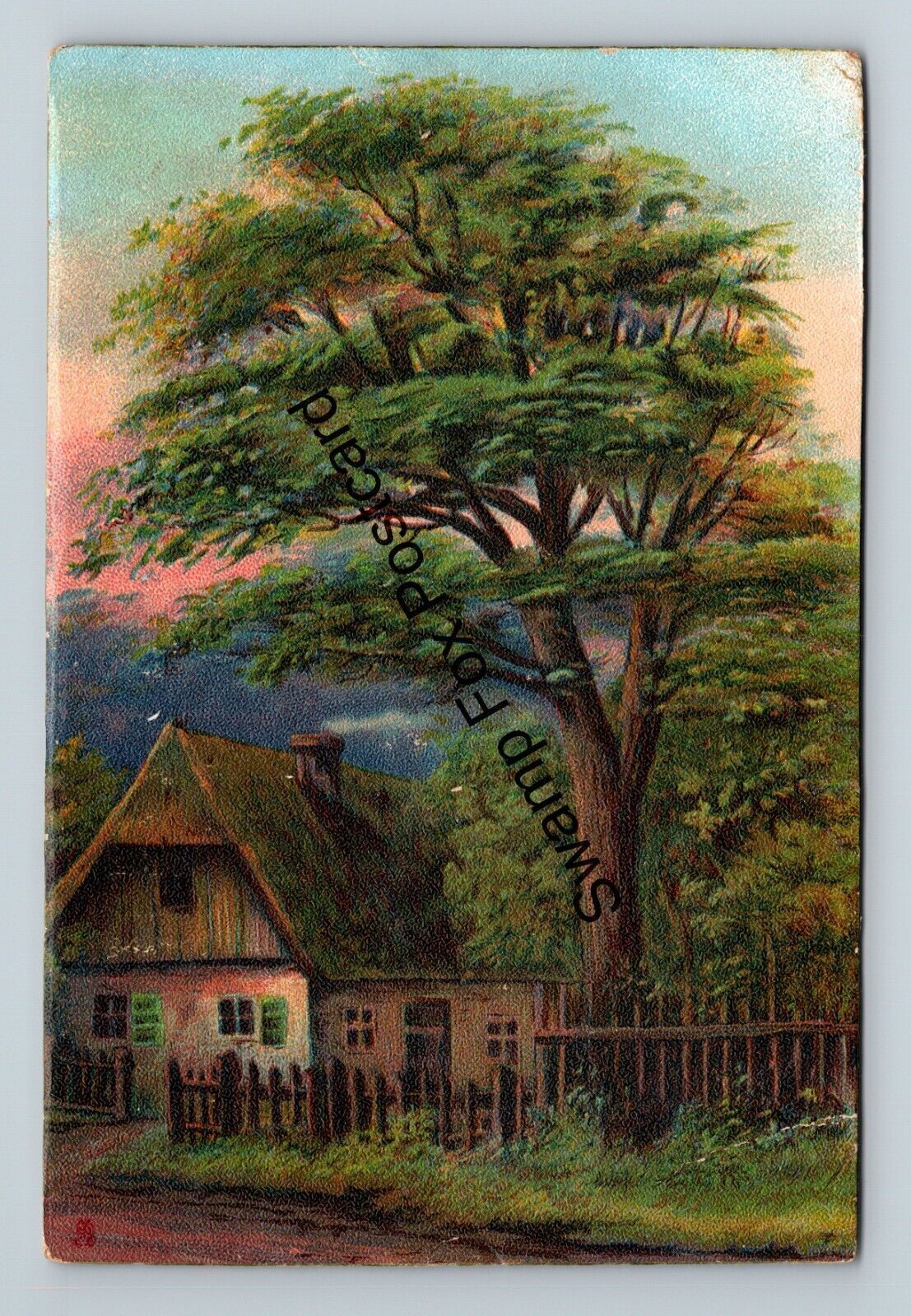 Postcard Raphael Tuck\'s 4108 House Wooden Fence Dirt Road Tree c1904