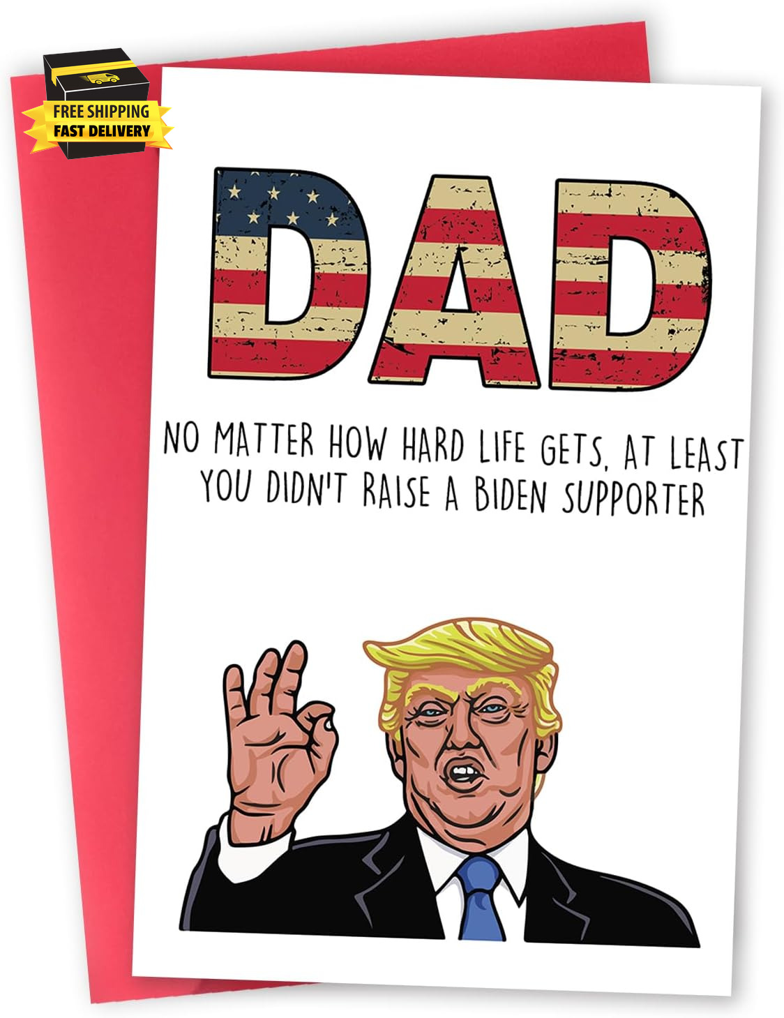 Funny Trump Fathers Day Card for Dad, Humor Trump Father'S Day Card Gift from Wi