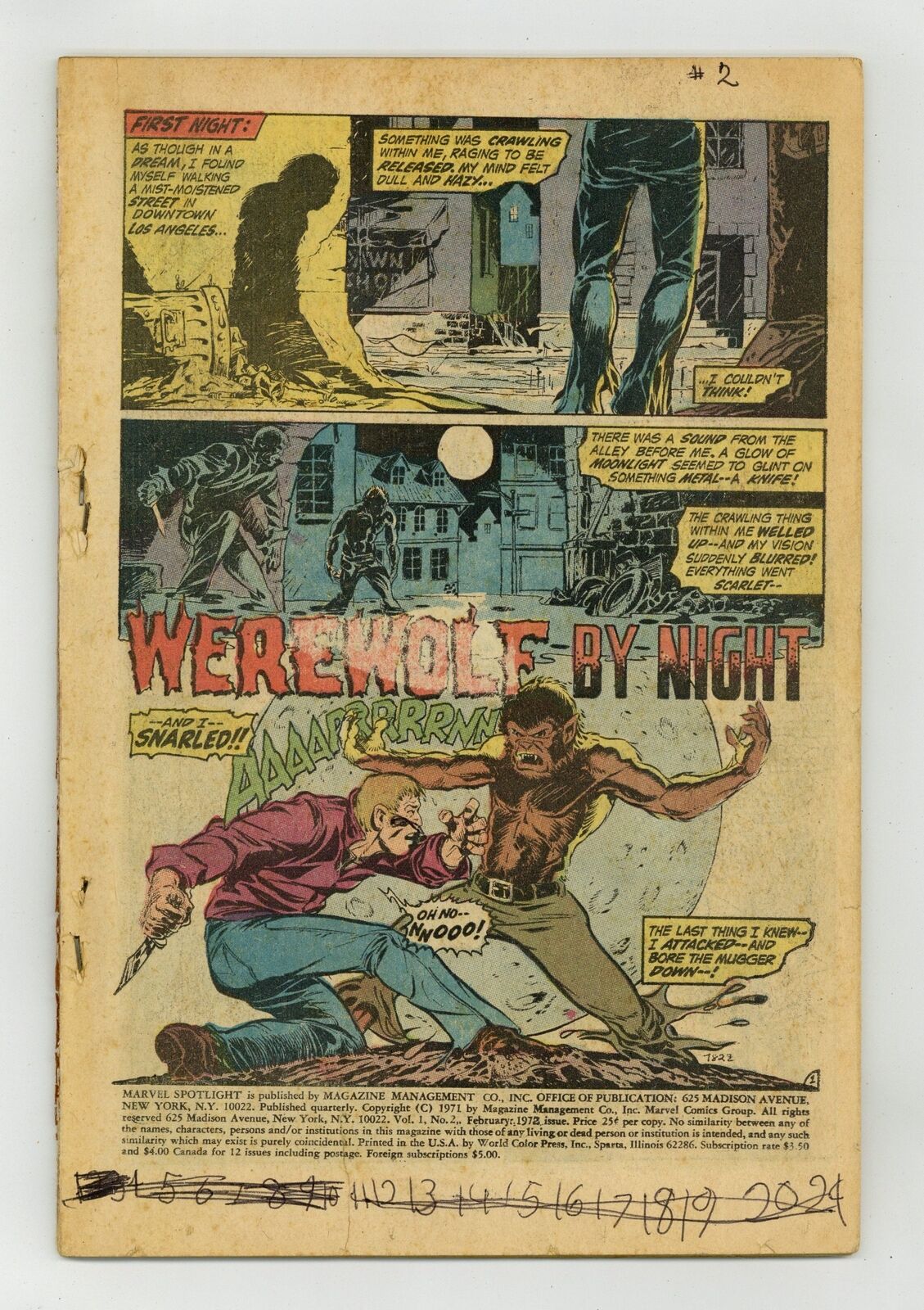 Marvel Spotlight #2 Coverless 0.3 1972 1st app. and origin Werewolf by Night