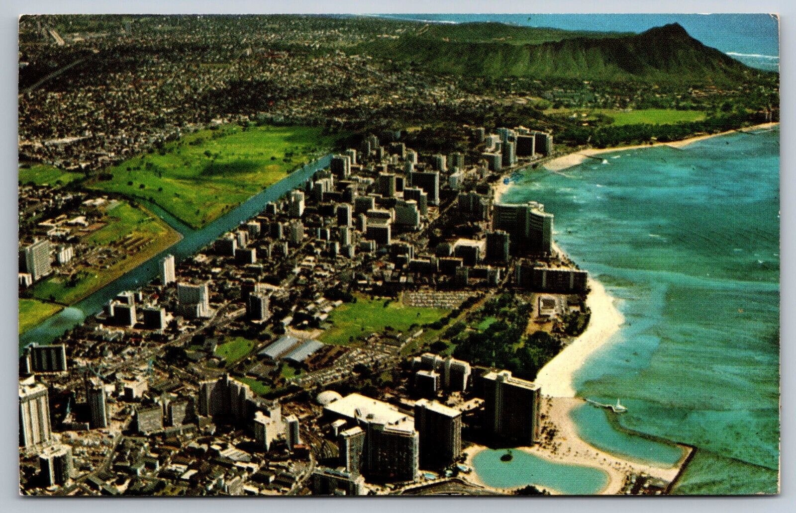 Waikki Hotels w/ Diamond Head Hotel Hawaii chrome Postcard