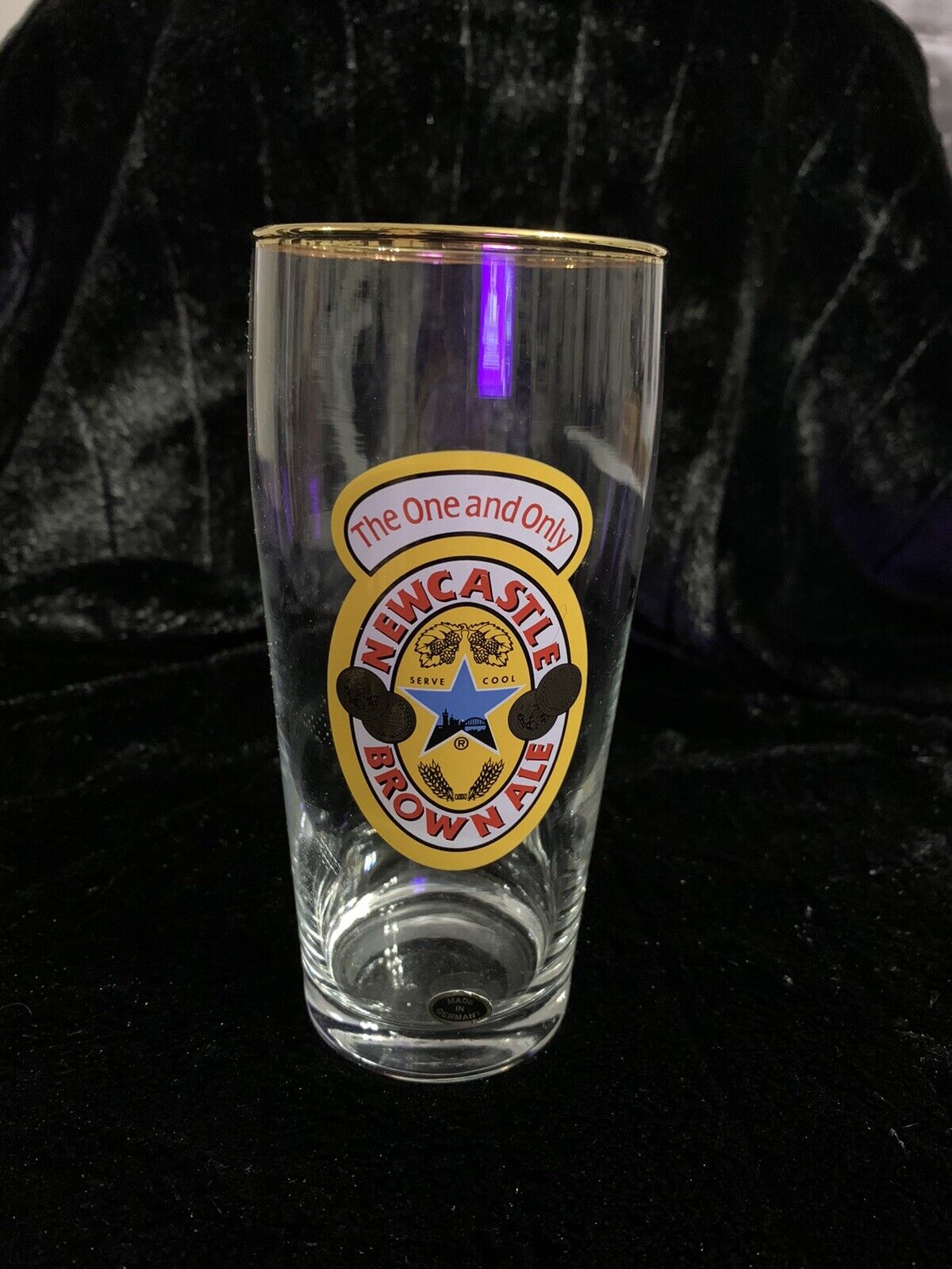 Newcastle Brown Ale 6” Gold Rim Pilsner Beer Glass - Made In Germany